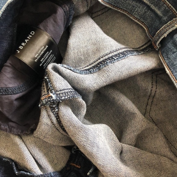 J Brand High Waisted Ankle Jean Destroyed Knee Blue Stretch Denim Size 27 Skinny - Picture 14 of 16